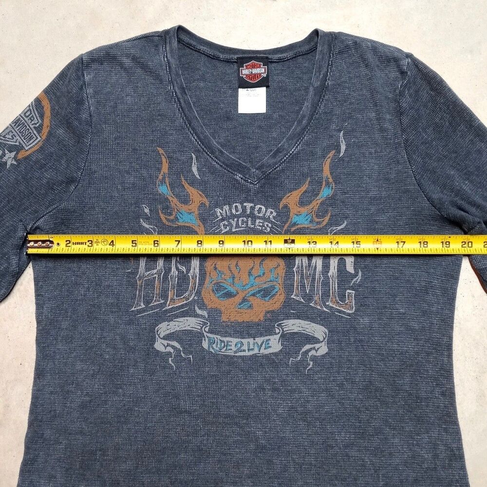 Harley-Davidson Waffle V-Neck Shirt Size XL Winston-Salem NC Top Weave Thermal - Picture 9 of 9